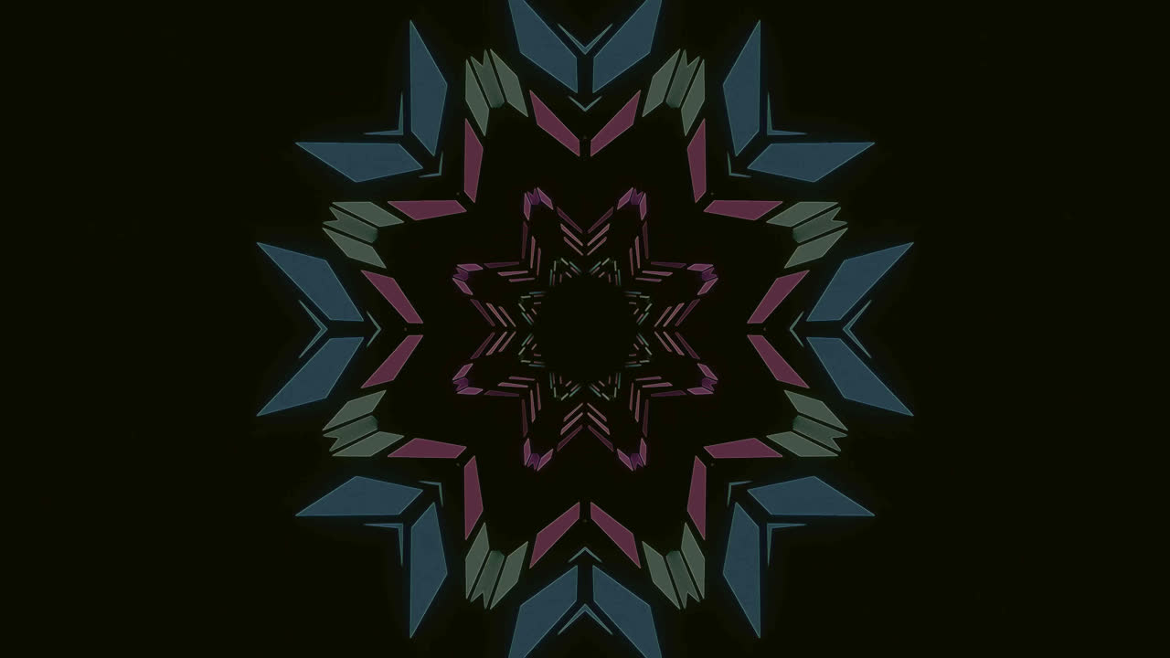 Questo video in loop continuo presenta un tunnel vivace, pieno di forme e colori complessi. Gli spettatori vengono accompagnati in un viaggio ipnotico attraverso un design accattivante di movimento e luce.
