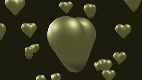 Animation-of-gold-hearts-moving-on-black-background