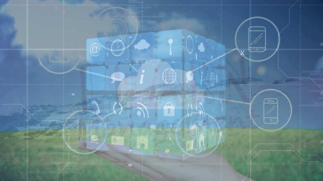 景観上のアイコンを使った接続ネットワークのアニメーション