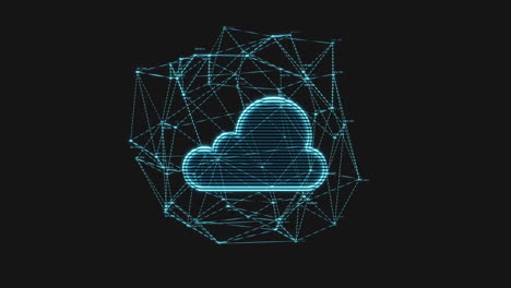 immagine olografica del cloud computing, elemento futuristico, rendering 3d.