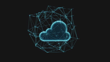 imagen holográfica de la computación en la nube, elemento futurista, renderización en 3d.
