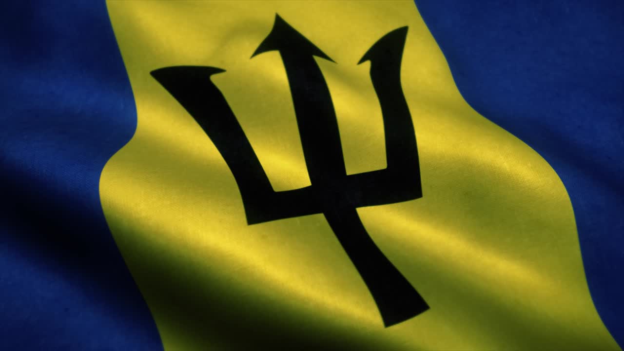 la bandera de barbados ondeando en el viento. la bandera nacional de barbados. el signo de barbados animación de bucle sin costuras. 4k