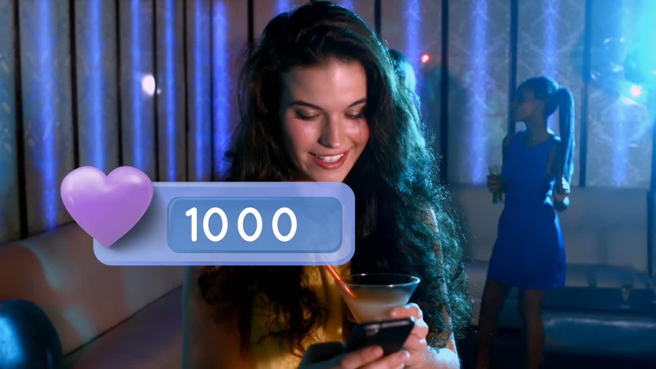 Party girl checking her phone