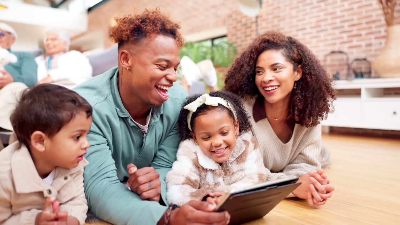 Happy Family Watching Tablet Together