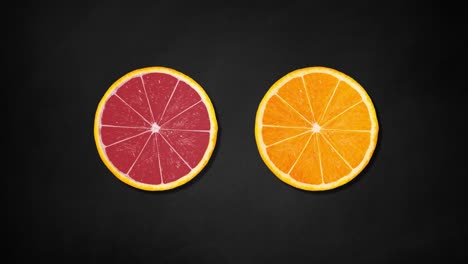 dos rebanadas de naranja girando