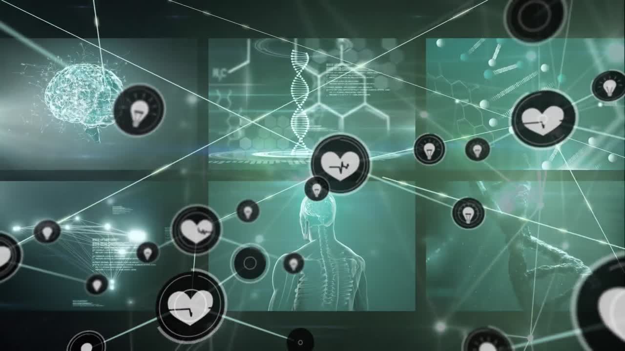 animación de la red de conexiones sobre el procesamiento de datos sobre fondo negro