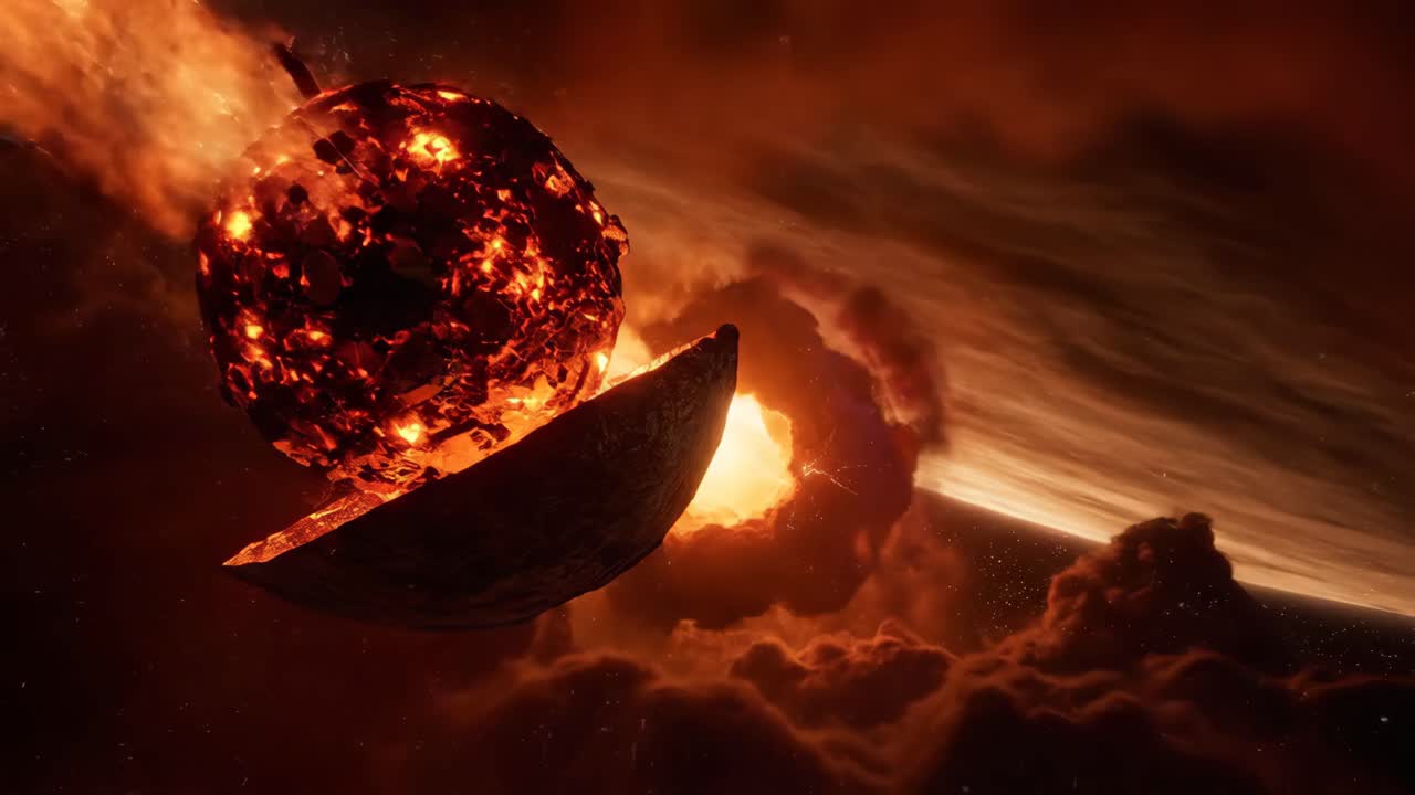 Exploding Planet in Fiery Space Storm