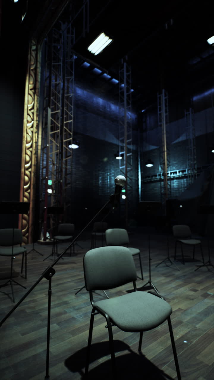 Quiet anticipation in an empty opera house before the curtain rises