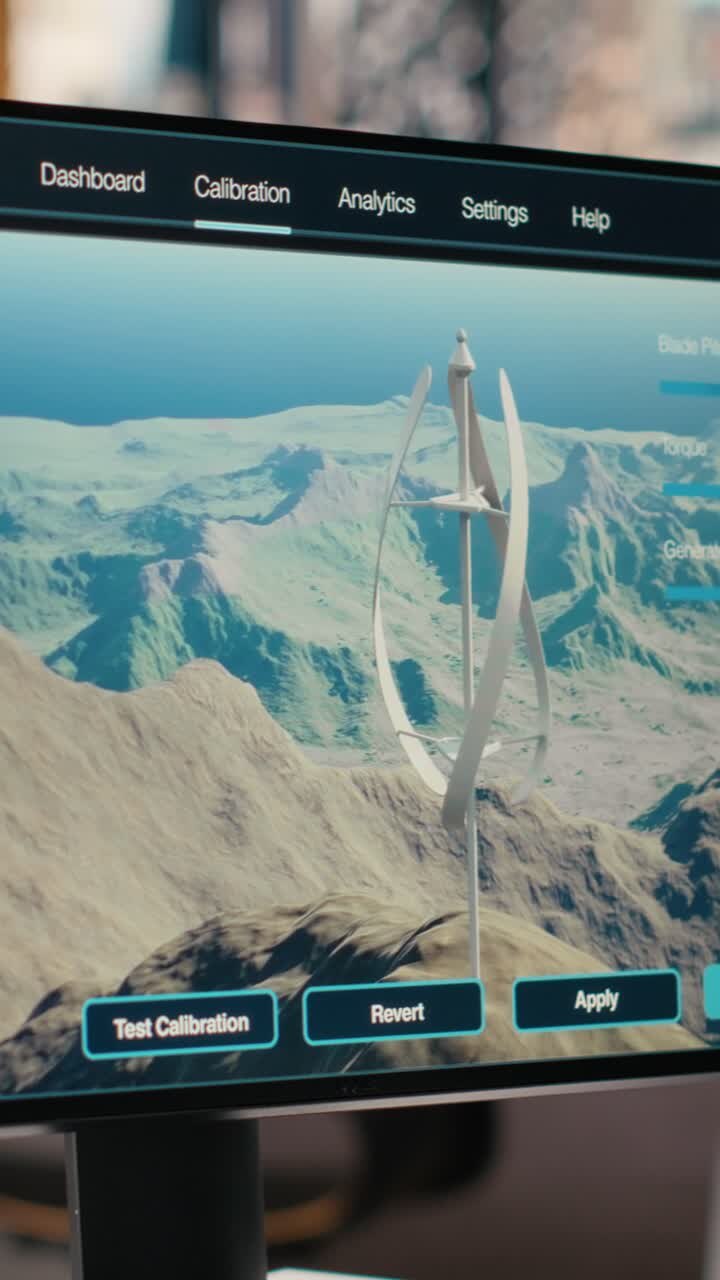 Design CAD futuristico di turbina eolica verticale utilizzata per la ricerca sull'energia verde