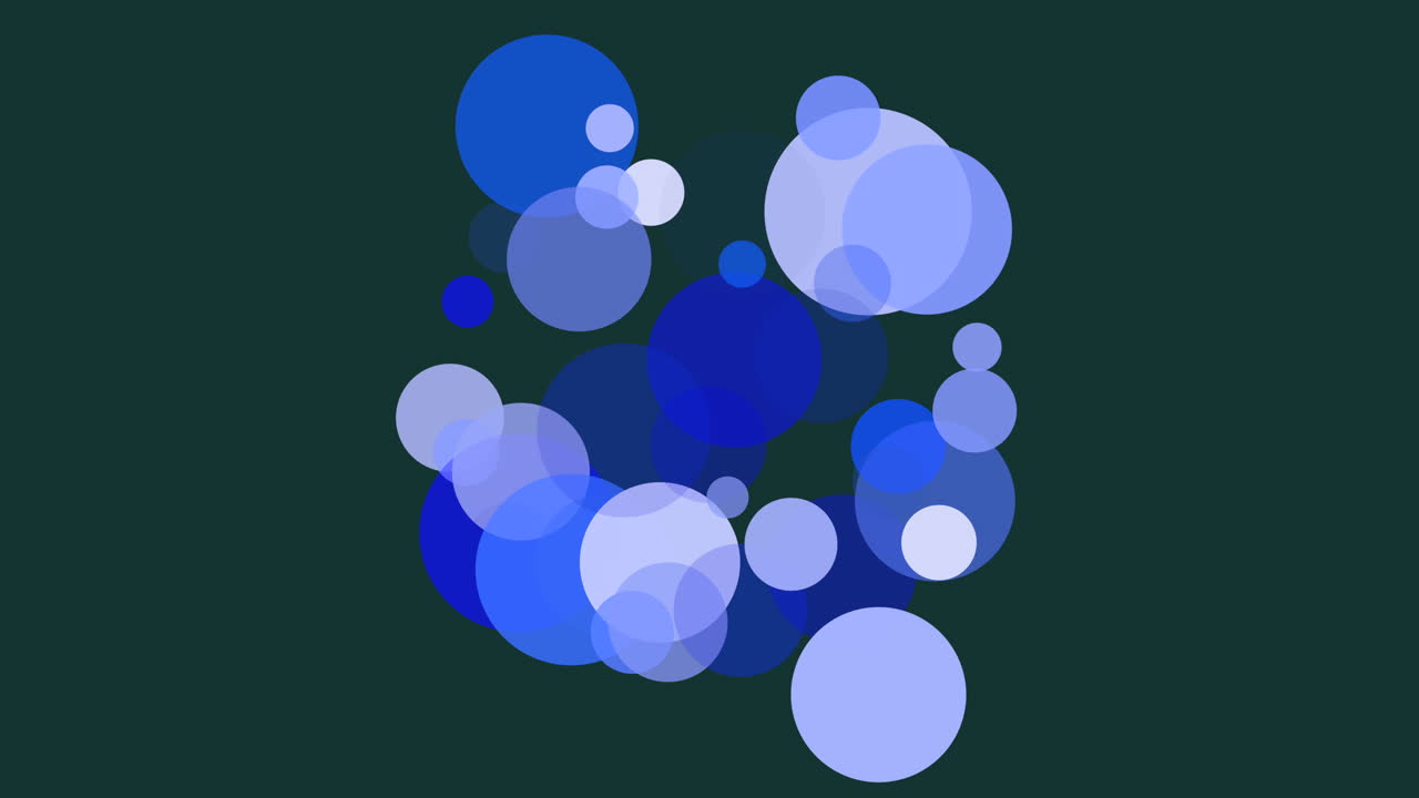 Translucent blue bubbles of various sizes float in the air against a black background, shimmering with light, creating a sense of dynamic movement and fluidity