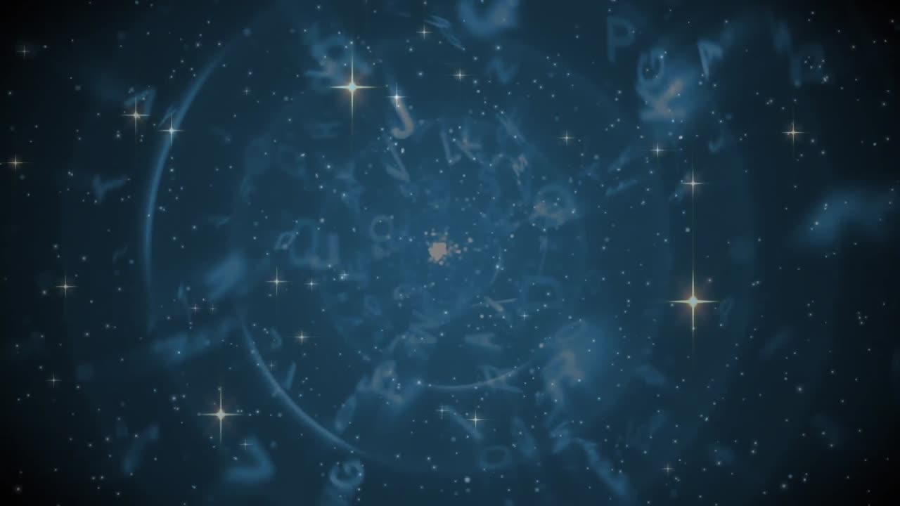 animación de estrellas de navidad que se elevan sobre el humo y las letras en fondo negro