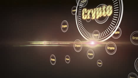 animación de símbolos de criptomonedas que se mueven sobre un fondo marrón