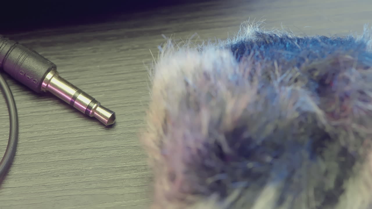 primer plano del parabrisas del micrófono