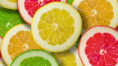 las coloridas rebanadas de cítricos.