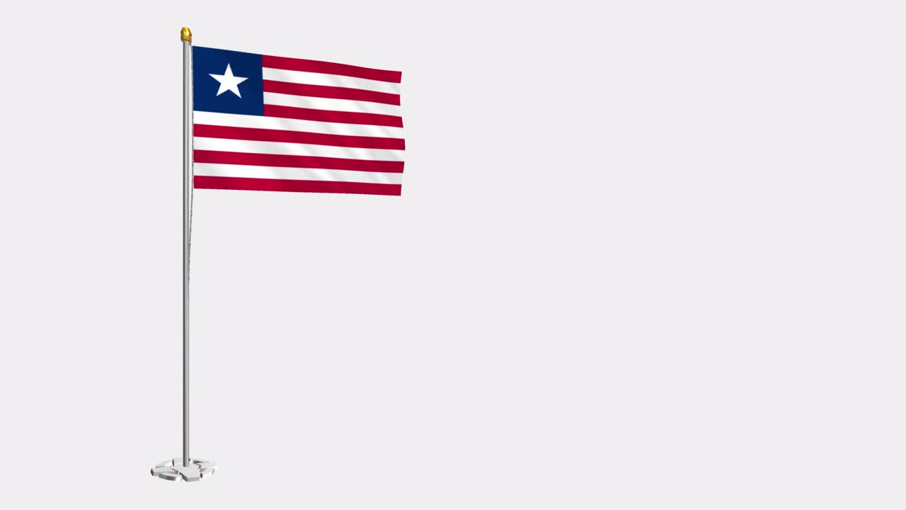 Loop-video af Liberias flag, der blafrer i vinden, 4K slow motion-video, med alfakanal.