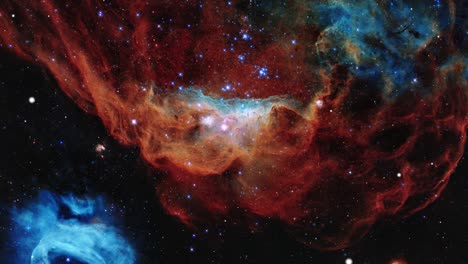 volando a través del espacio pasando estrellas. fondo espacial. nube de gas espacio profundo. miles de millones de estrellas en la galaxia de la vía láctea. nebulosa, partículas de polvo nubes concepto de viaje espacial starfield. bucle sin costuras