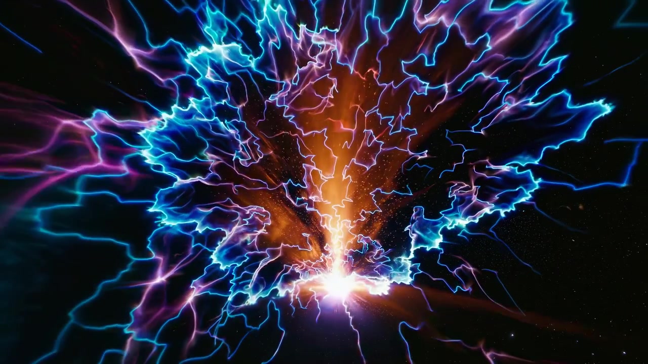Abstract Cosmic Explosion with Glowing Electric Energy Waves