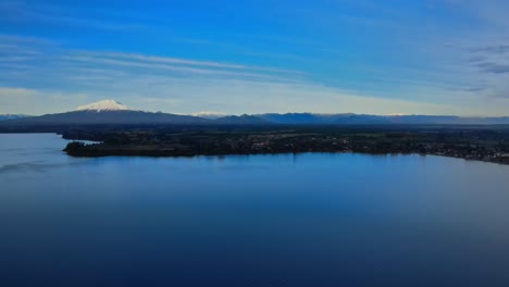 aerial view of lake llanquihue in puerto varas, chile and the calbuco volcano