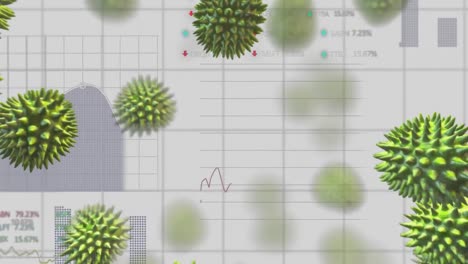 Animación-De-Gráficos-Y-Procesadores-Informáticos-Que-Registran-Datos-Con-Una-Célula-De-Coronavirus-Verde