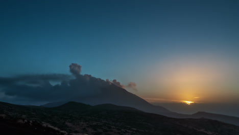 sunset time lapse sequence at el teide volcano in teide national park tenerife