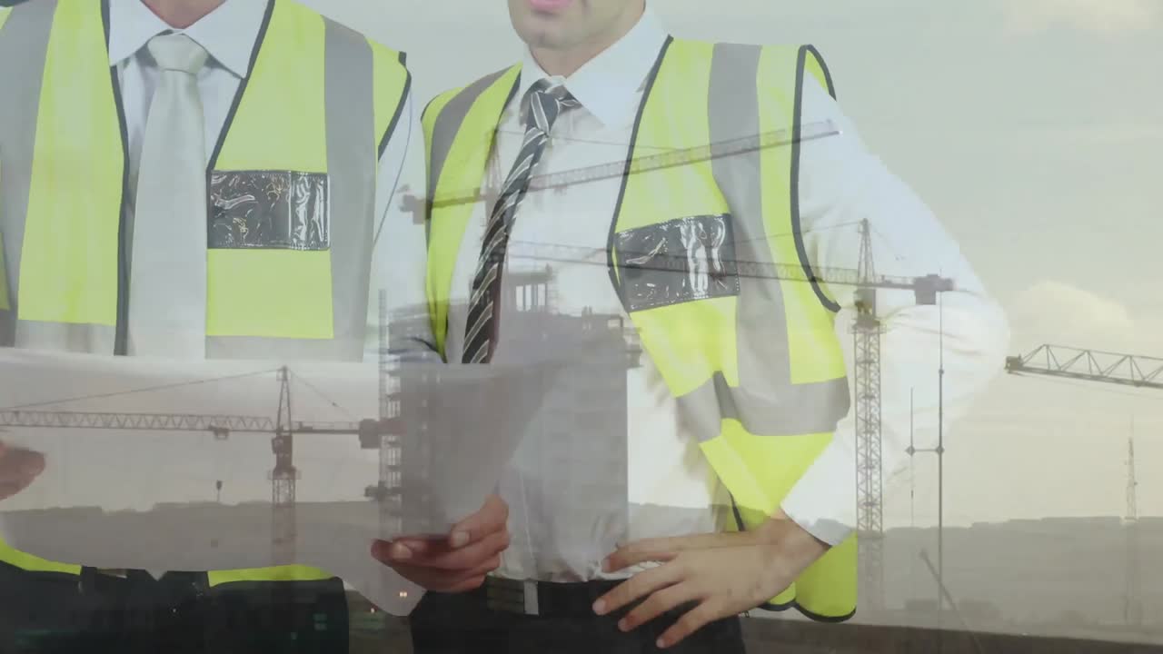 animación del sitio de construcción sobre personas de negocios hablando en la oficina