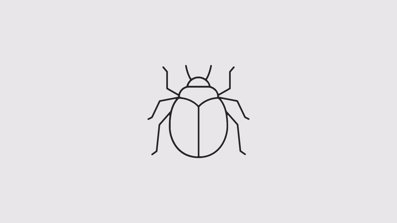 Animation simple de dessin au trait d'un scarabée dessiné et effacé.