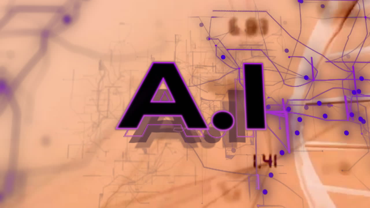 Animation of abstract network lines and dots on orange background with A