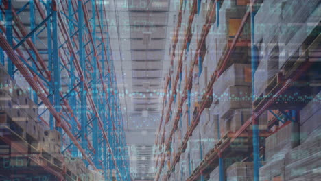 animación del procesamiento de datos financieros en un almacén vacío