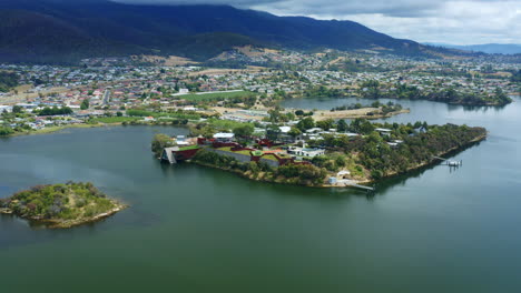 MONA-Hobart-Museum-Architecture-From-Aerial-Drone-Flyover-4K-Tasmania