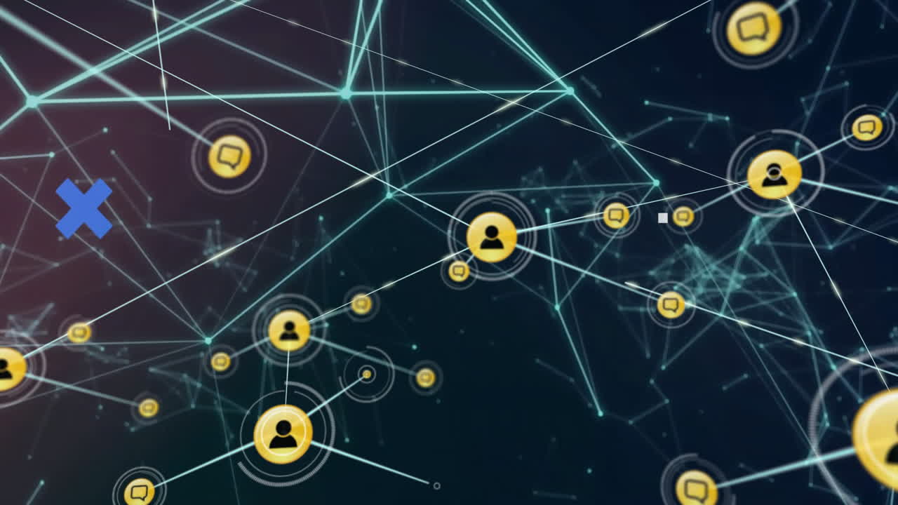 animación de la red de conexiones a través de nubes y datos