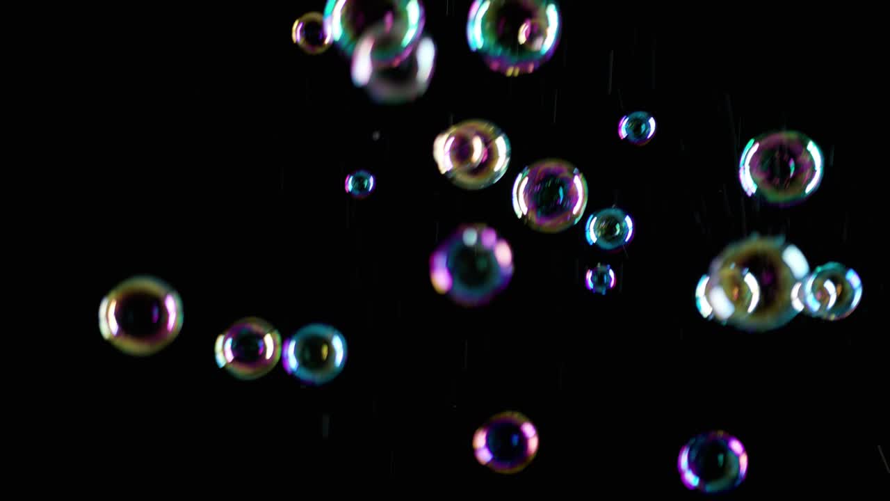 Soap Bubbles on Black Background
