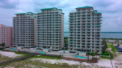 drone aerial view of the summerwind resort hotel on navarre beach florida