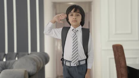 proud indian school boy saluting