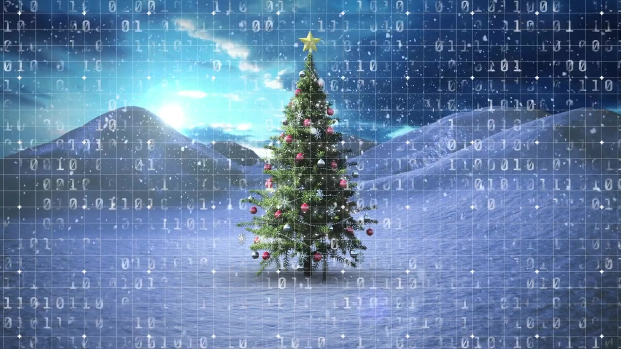 Animation of christmas tree over data processing