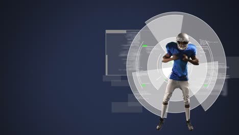 animación de escaneos y procesamiento de datos con jugador de fútbol americano