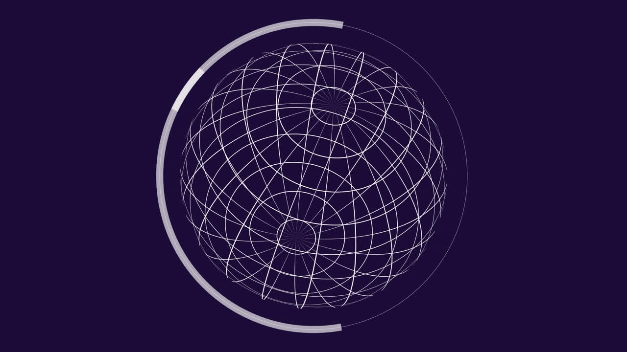 Animation of globe with circles on black background