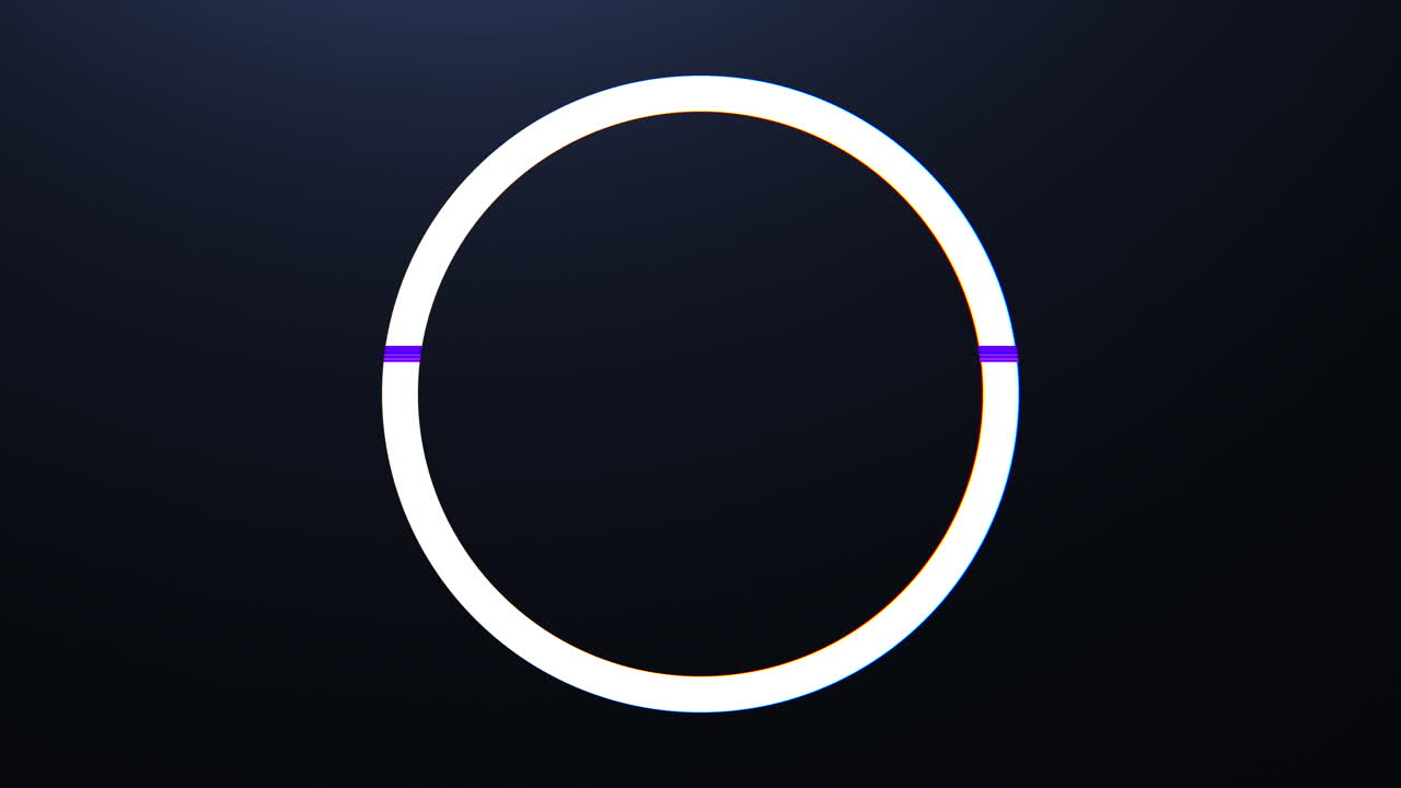 marco de círculo blanco en la pantalla de fondo negro con glitch vfx