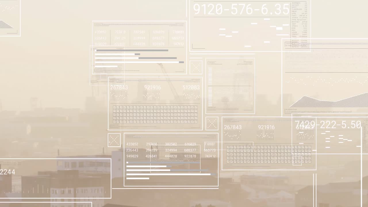 도시 풍경의 공중 전망에 대한 데이터 처리와의 인터페이스의 애니메이션