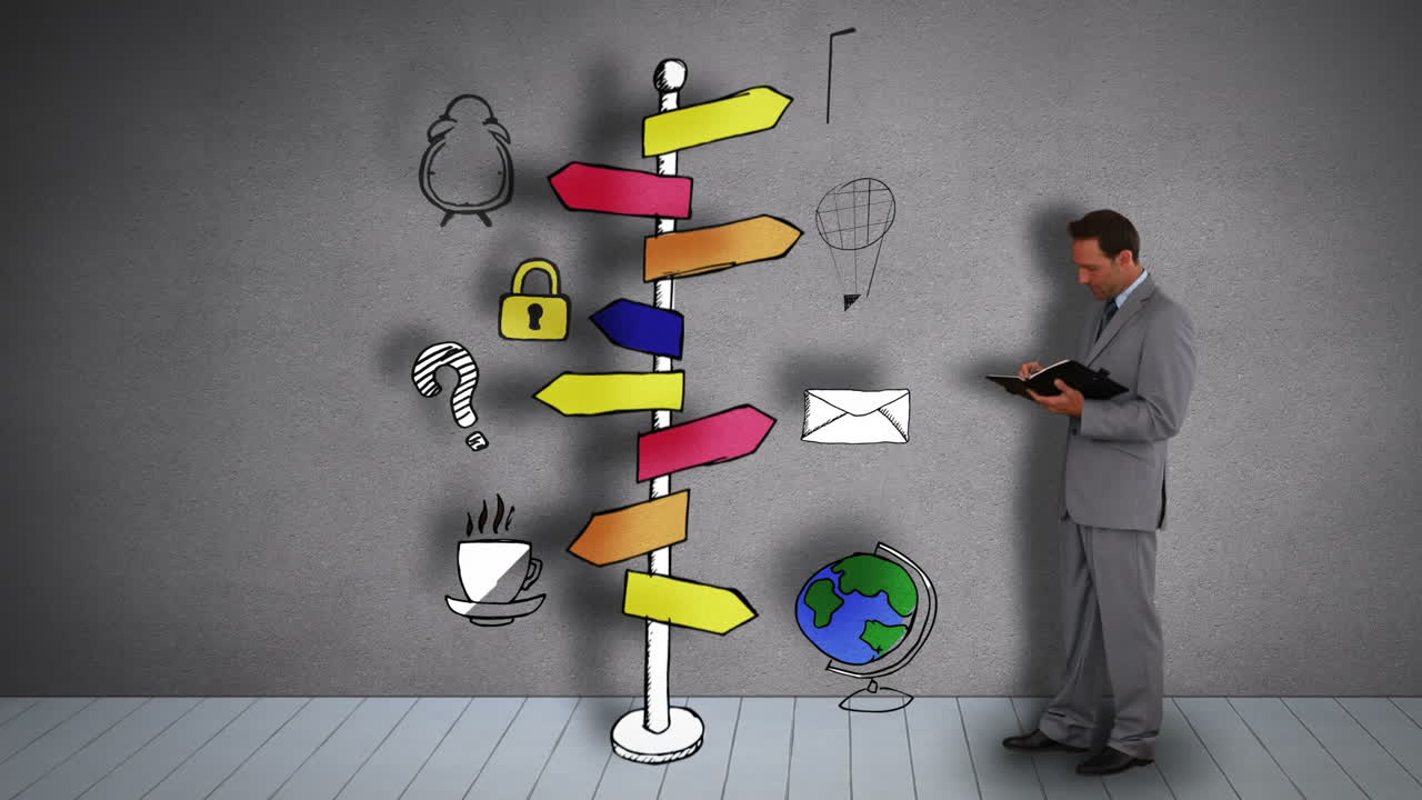 hombre de negocios con diario organizando viajes de negocios