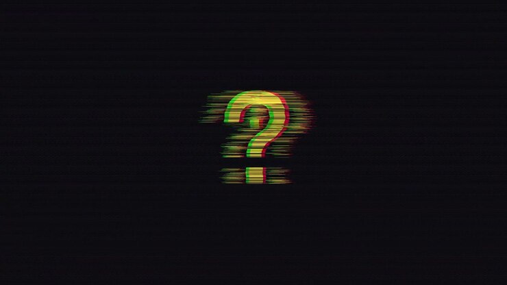 Glitchende spørgsmålstegnssymbol med RGB-split-effekt