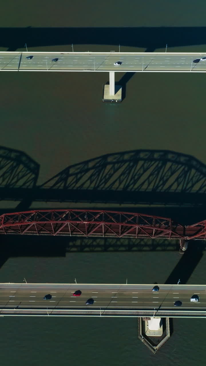 Highway california bridge. Aerial view of Martinez bridge. Vertical video