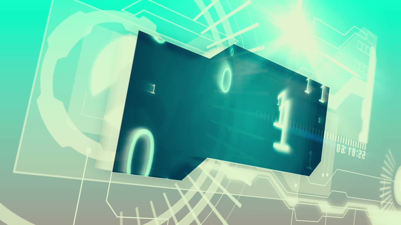 파란색 인터페이스와 바이너리 코드