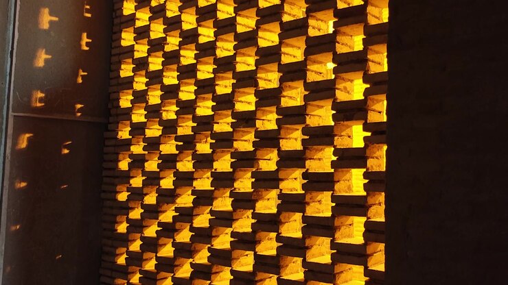 Sunlight Shining Through Decorative Brick Wall Pattern