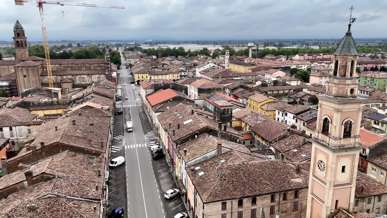 Captivating Drone Aerial Views of Cortemaggiore PC Italy Showcasing Historic Architecture and Rural Landscapes