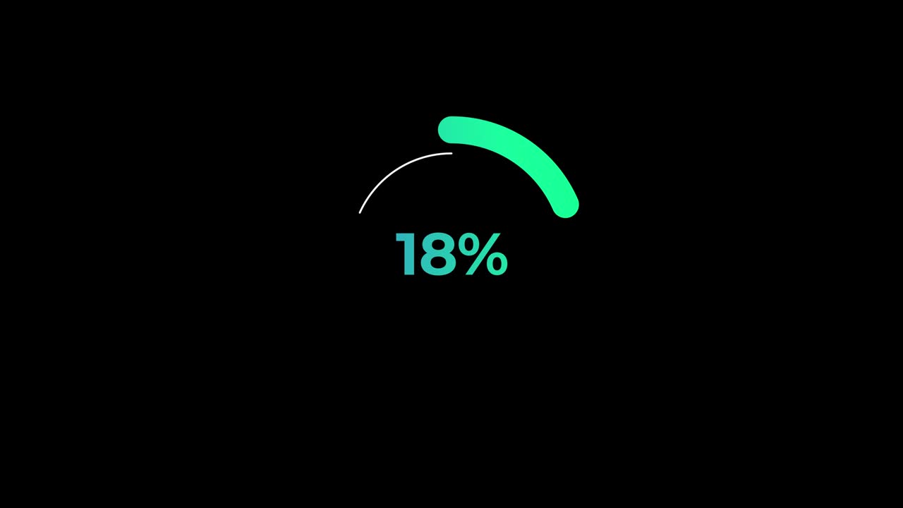 Circle percentage Loading Transfer Download Animation 0-20% in Green science effect.
