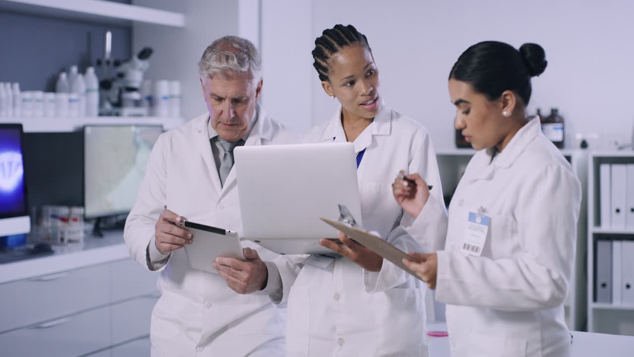 Scientists Discussing Research in a Laboratory