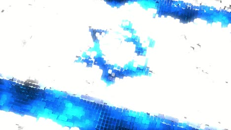 futurista 60fps brillante bandera digital de israel coloreada en azul, blanco, renderizado en uhd 4k 3d animación de bucle sin costuras