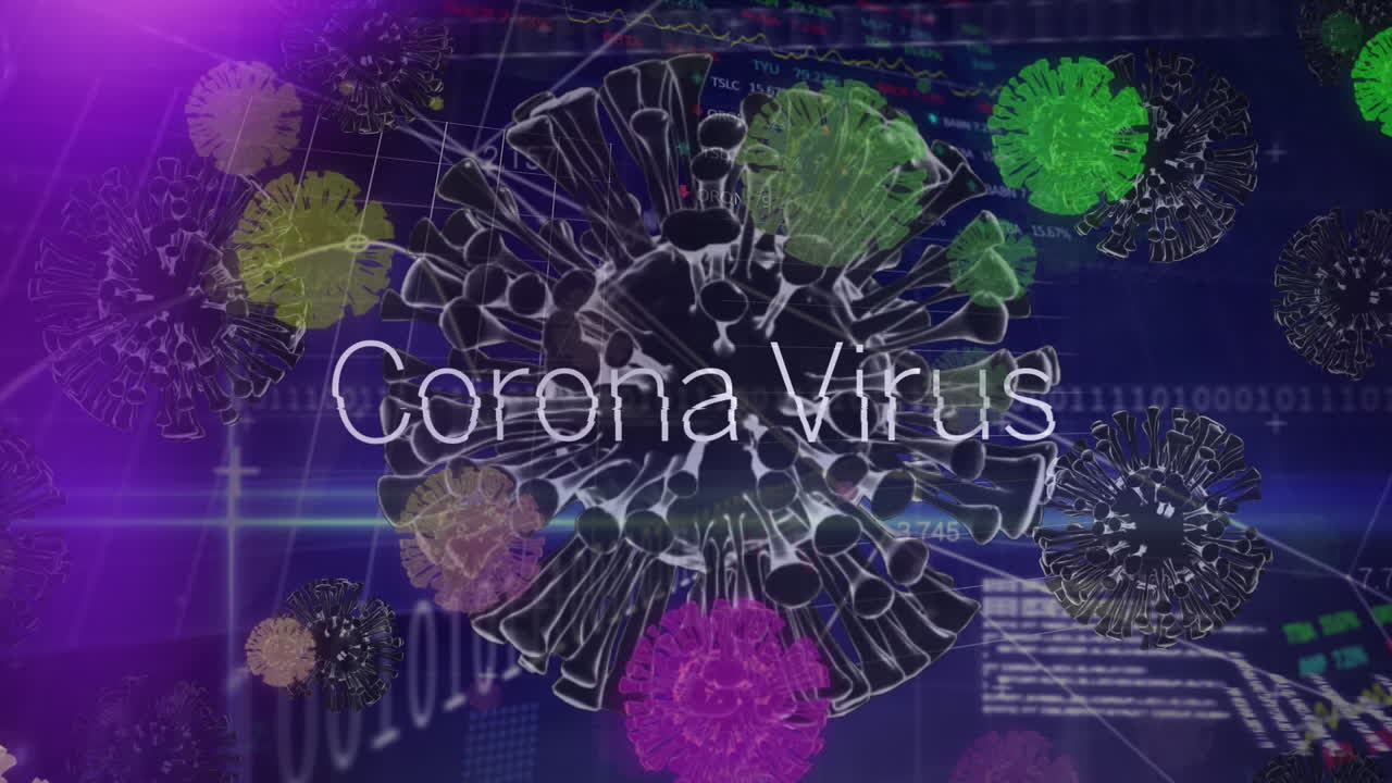 animación de células que se propagan con la palabra coronavirus