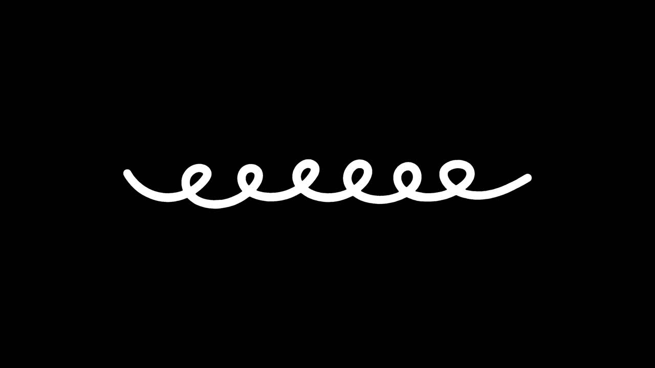 Linee ondulate bianche animate e disegnate a mano su sfondo nero