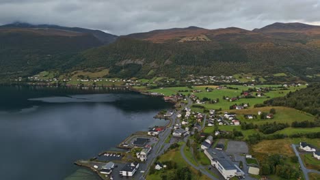 aerial over syvde, vanylven municipality, norway